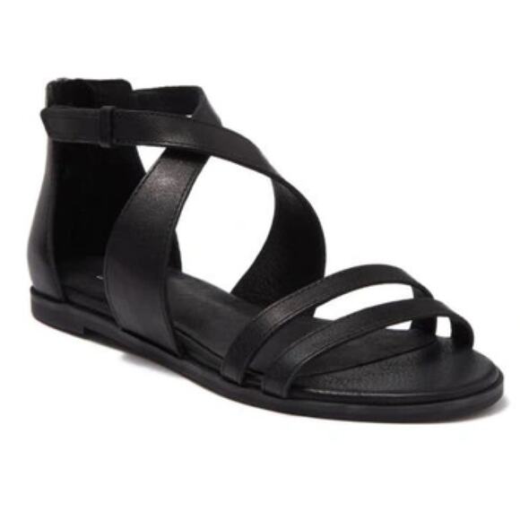 Eileen Fisher Cici Black Strappy Flat Sandals - Picture 1 of 5